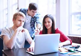 Students working on virtual internships worldwide